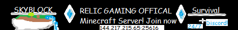 Relic Gaming Official Minecraft Server banner