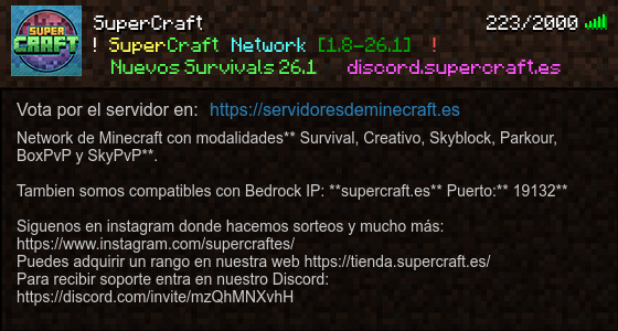 SuperCraft Servidor de Minecraft banner