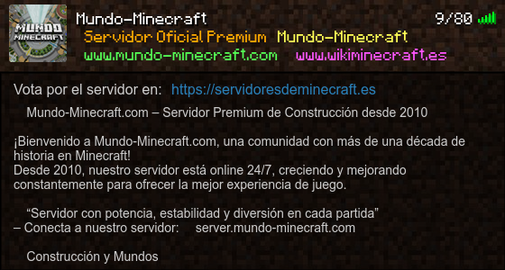 Mundo-Minecraft Servidor de Minecraft banner