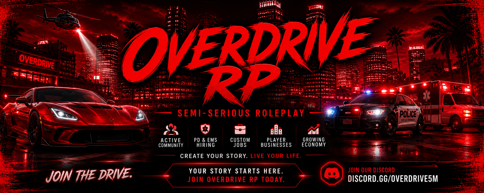OVERDRIVE RP → SEMI-SERIOUS RP banner