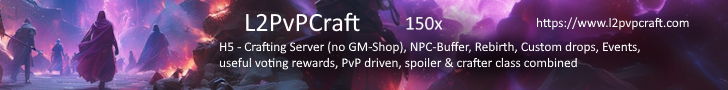 L2PvPCraft - brand NEW 150x crafting PvP Serv... banner