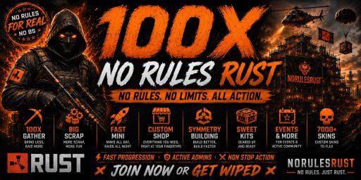 No Rules - 3X Kits | Drugs | Shop | Skills | Loot+ | Girls banner