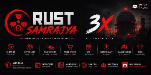 [IND] Rust Samrajya | 3X | SkinBox | Loot++ | Max 6 | Weekly banner