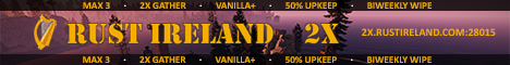 Rust Ireland - 2x - Max3 | Vanilla + | 50% Upkeep | Biweekly banner
