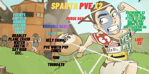 SpartaPVE X2||Raidable Bases||Bosses||Events||Purge banner