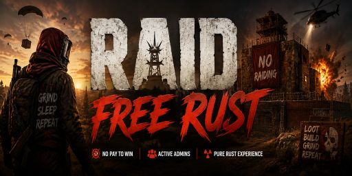 Raid Free Rust Full PVP, No Raiding banner